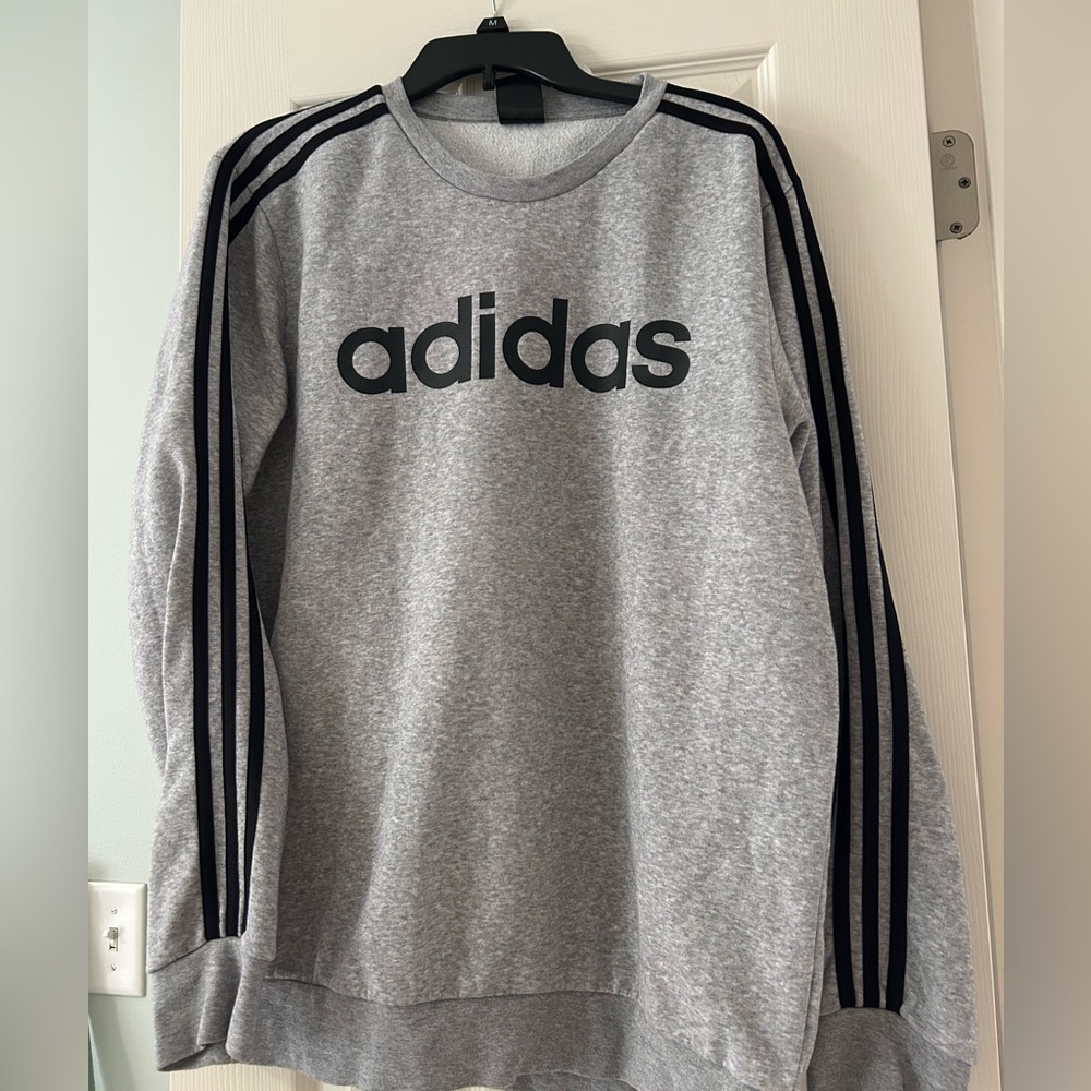 Adidas Gray Crewneck Sweatshirt with Black Stripes